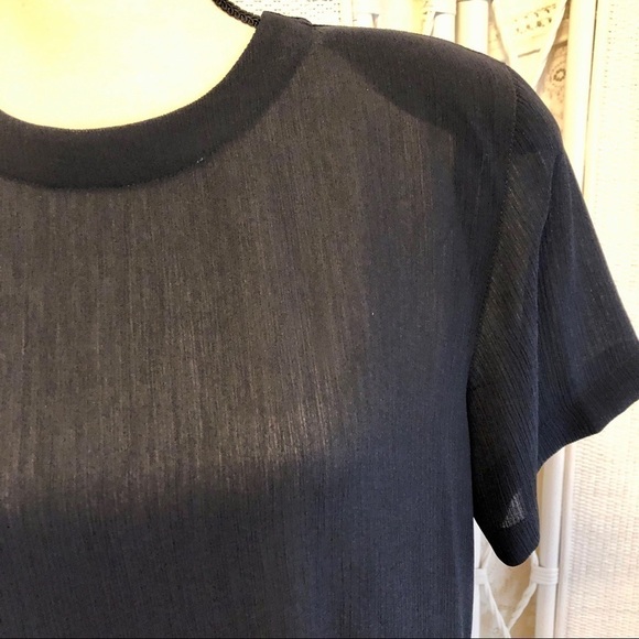 Vintage 90s Crinkle Blouse: Rena Rowan Navy Button-Back Top, Plus Size 14 - Picture 3 of 16